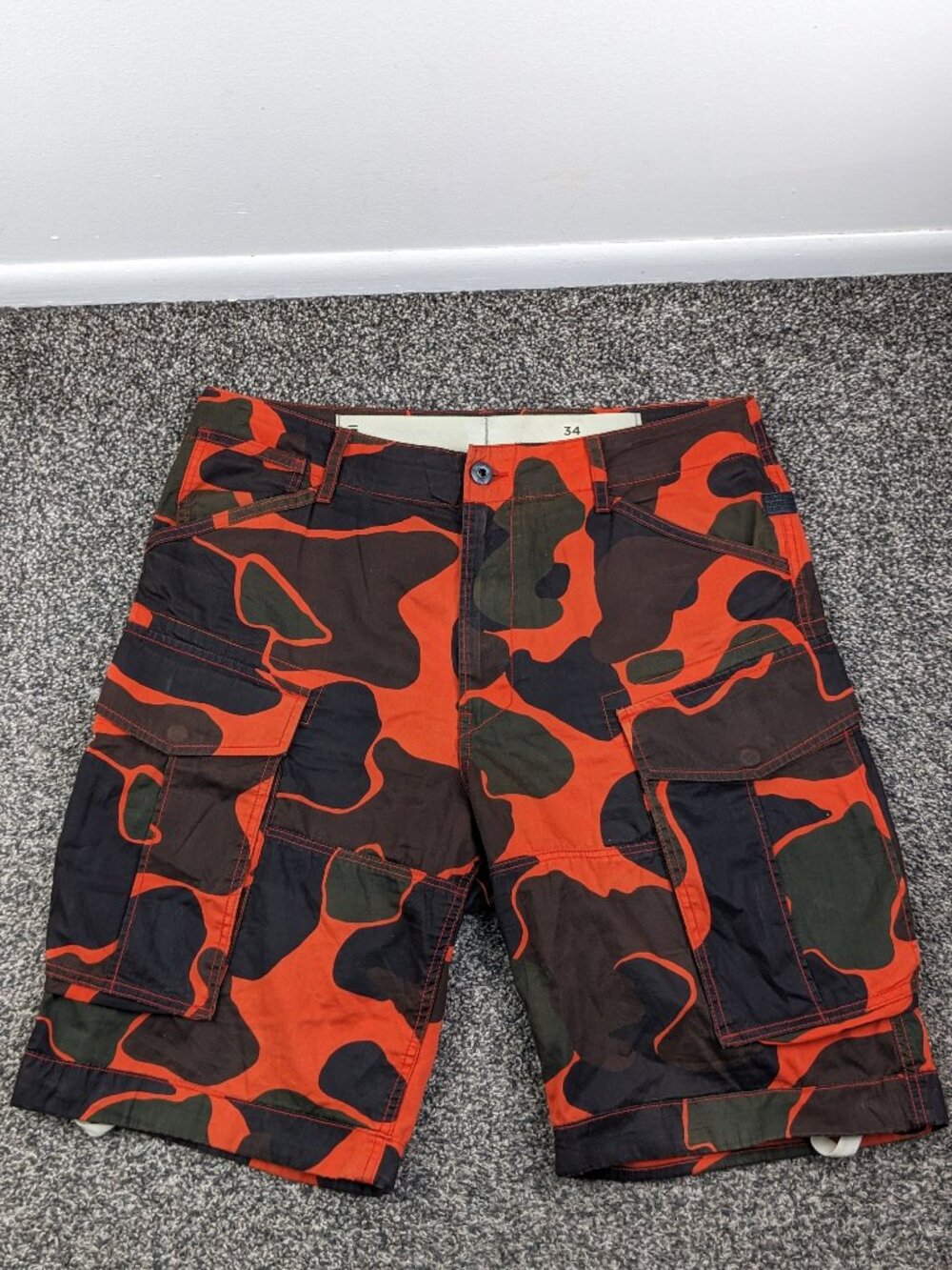 G-Star RAW RC Rovic Loose 1/2 Camo Cargo Shorts Men's 34 Utility Baggy Long